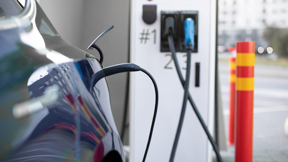 electric car at charging station